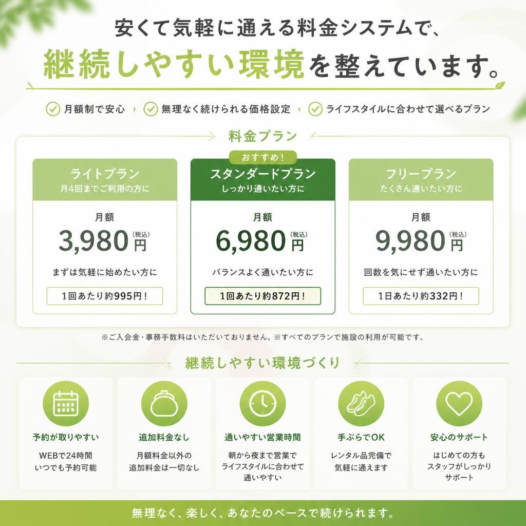 4. 通いやすさを追求した料金設定