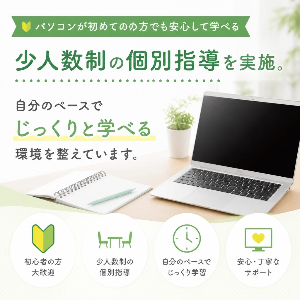2. 初心者大歓迎！安心の少人数制指導