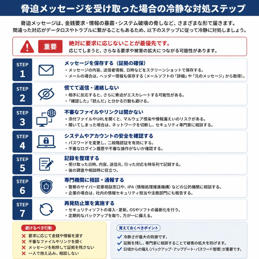 2. 脅迫メッセージに対する適切な対応