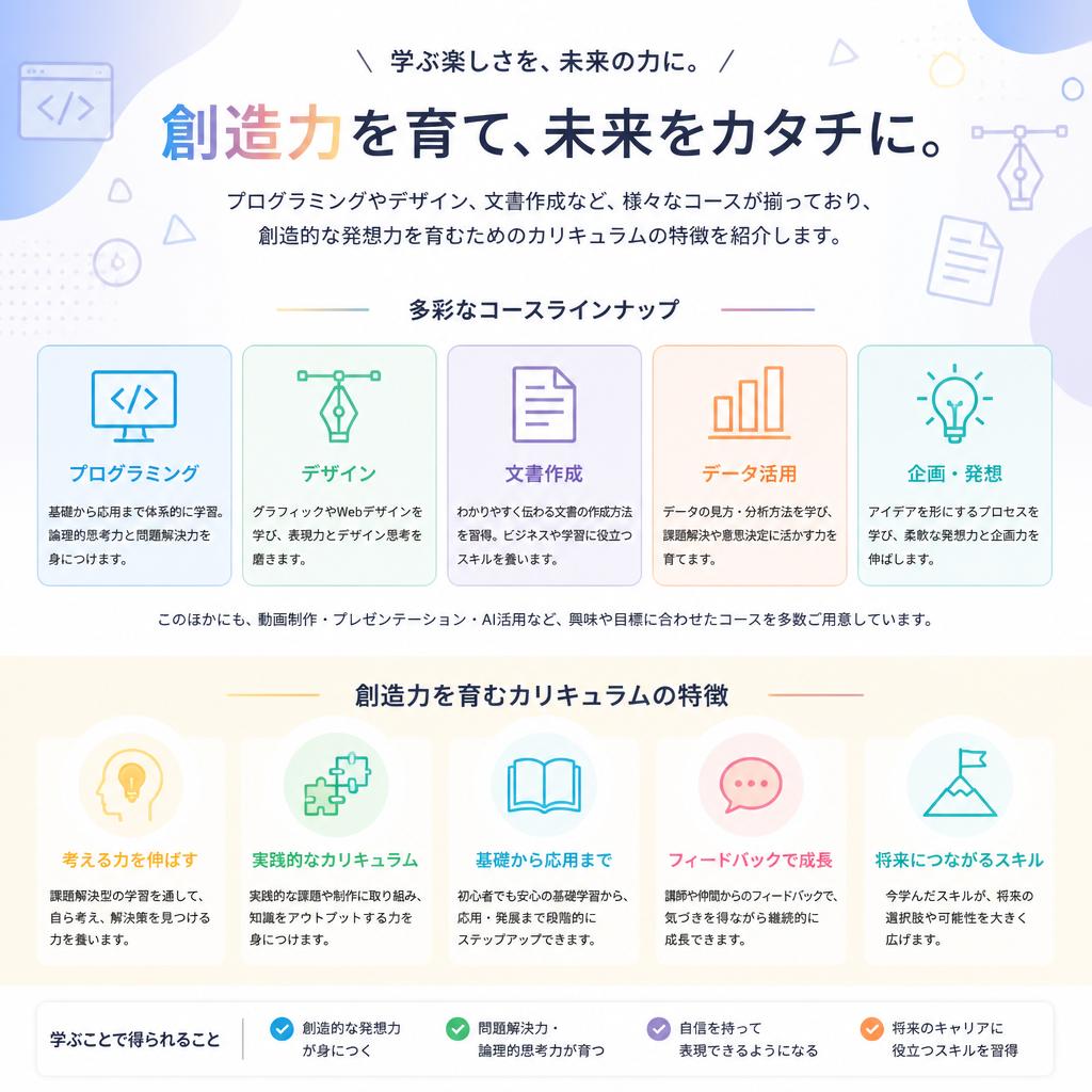 豊富なカリキュラムで創造性を育む