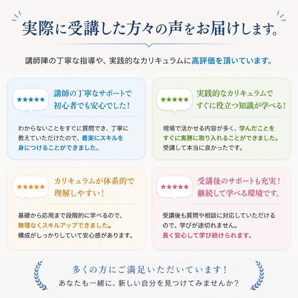 2. 検討中の方必見！受講生の声