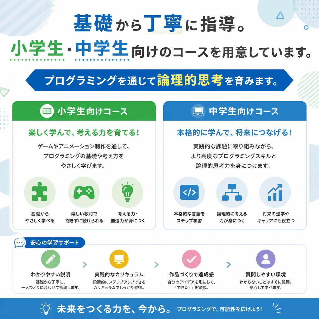 プログラミングが初めてでも安心！